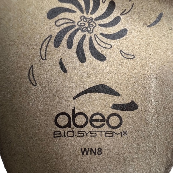 Abeo Brown Leather Adjustable Strap Wedge Slip On Sandals Size 8 Narrow Women's - Picture 2 of 8